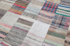 Handmade Area Rug - Grey Patchwork Turkish Cotton Wool Carpet 7'10''x9'10''