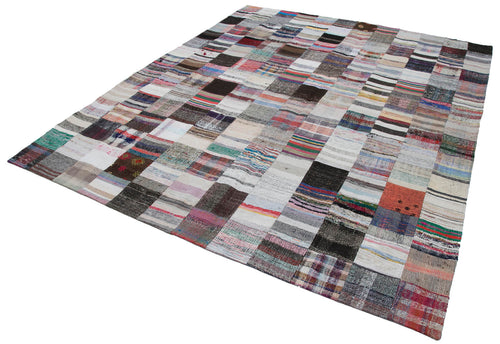 Kirk Yama Grey Patchwork Cotton Wool Handmade Area Rug 7'11'' x 9'10''