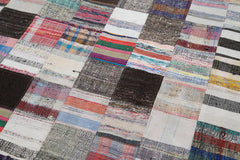 Kirk Yama Grey Patchwork Cotton Wool Handmade Area Rug 7'11'' x 9'10''