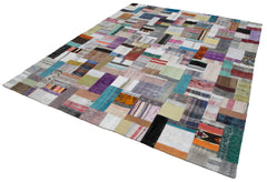 Kirk Yama Grey Patchwork Cotton Wool Handmade Area Rug 8'1'' x 9'11''