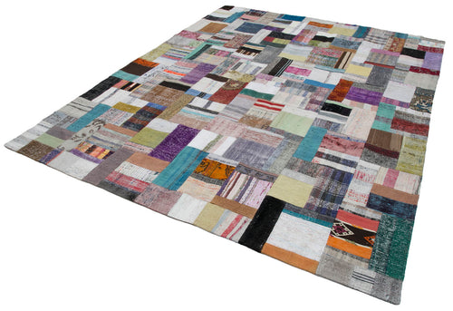 Kirk Yama Grey Patchwork Cotton Wool Handmade Area Rug 8'1'' x 9'11''