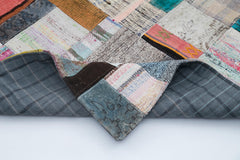 Handmade Area Rug – Vintage Grey Patchwork Cotton Wool Carpet 8'1'' x 10'1''