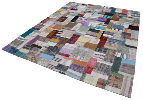 Kirk Yama Grey Patchwork Cotton Wool Handmade Area Rug 8'1'' x 10'0''