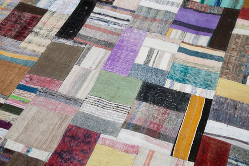 Kirk Yama Grey Patchwork Cotton Wool Handmade Area Rug 8'1'' x 10'0''