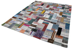 Handmade Area Rug – Kirk Yama Grey Patchwork Cotton Wool Carpet 8'2'' x 10'0''