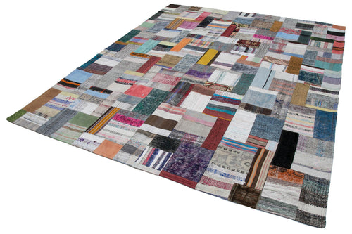 Handmade Area Rug – Kirk Yama Grey Patchwork Cotton Wool Carpet 8'2'' x 10'0''