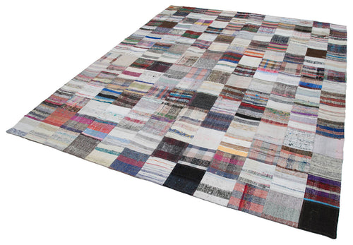 Kirk Yama Grey Patchwork Cotton Wool Handmade Area Rug 7'11'' x 9'9''