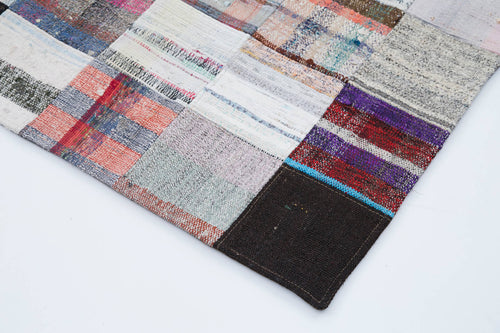 Kirk Yama Grey Patchwork Cotton Wool Handmade Area Rug 7'11'' x 9'9''