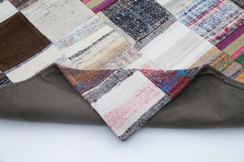 Kirk Yama Grey Patchwork Cotton Wool Handmade Area Rug 7'11'' x 9'9''