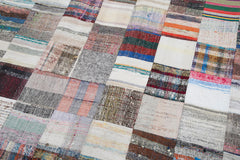 Kirk Yama Grey Patchwork Cotton Wool Handmade Area Rug 7'11'' x 9'9''