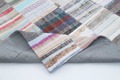 Handmade Area Rug - Kirk Yama Grey Patchwork Cotton Wool Carpet 8'2''x10'