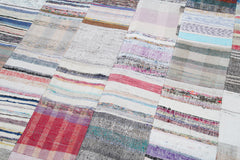 Handmade Area Rug - Kirk Yama Grey Patchwork Cotton Wool Carpet 8'2''x10'