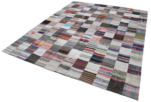 Kirk Yama Grey Patchwork Cotton Wool Handmade Area Rug 7'11'' x 9'10''