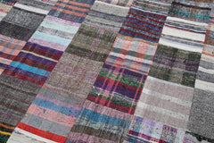 Kirk Yama Grey Patchwork Cotton Wool Handmade Area Rug 7'10'' x 9'9''