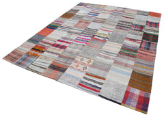 Kirk Yama Grey Patchwork Cotton Wool Handmade Area Rug 7'9'' x 9'10''