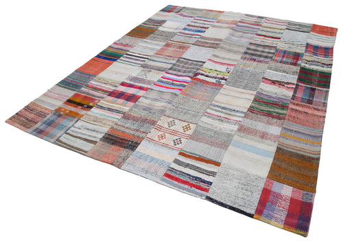 Kirk Yama Grey Patchwork Cotton Wool Handmade Area Rug 7'9'' x 9'10''