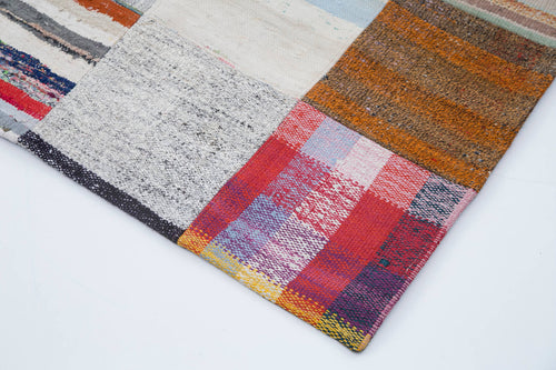 Kirk Yama Grey Patchwork Cotton Wool Handmade Area Rug 7'9'' x 9'10''