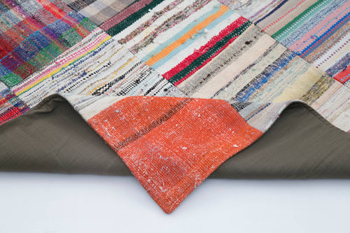 Kirk Yama Grey Patchwork Cotton Wool Handmade Area Rug 7'9'' x 9'10''