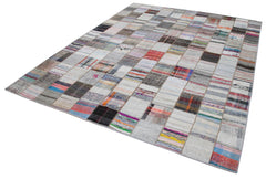 Kirk Yama Grey Patchwork Cotton Wool Handmade Area Rug 7'11'' x 10'0''