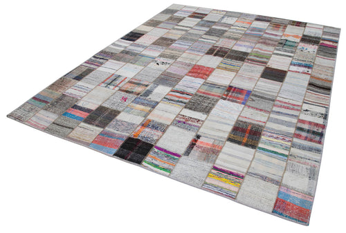 Kirk Yama Grey Patchwork Cotton Wool Handmade Area Rug 7'11'' x 10'0''