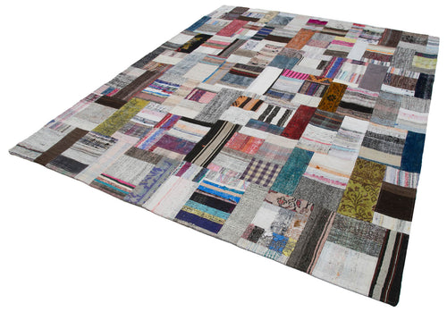 Kirk Yama Grey Patchwork Cotton Wool Handmade Area Rug 8'0'' x 10'0''