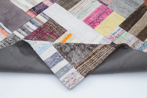 Kirk Yama Grey Patchwork Cotton Wool Handmade Area Rug 8'0'' x 10'0''