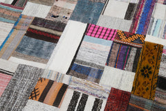 Kirk Yama Grey Patchwork Cotton Wool Handmade Area Rug 8'0'' x 10'0''