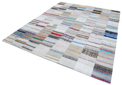 Kirk Yama Grey Patchwork Cotton Wool Handmade Area Rug 8'2'' x 9'9''