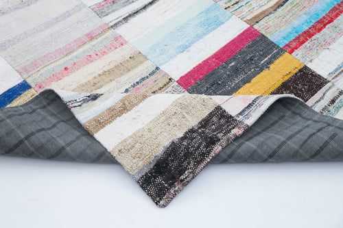 Kirk Yama Grey Patchwork Cotton Wool Handmade Area Rug 8'2'' x 9'9''
