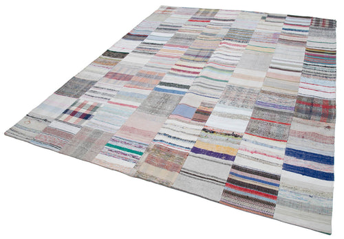 Kirk Yama Grey Patchwork Cotton Wool Handmade Area Rug 8'2'' x 10'0''