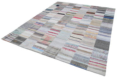 Kirk Yama Grey Patchwork Cotton Wool Handmade Area Rug 8'2'' x 10'1''