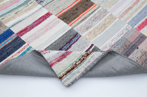 Kirk Yama Grey Patchwork Cotton Wool Handmade Area Rug 8'2'' x 10'1''