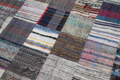 Handmade Area Rug – Grey Patchwork Rug Cotton Wool Carpet 7'10"x9'10" Durable