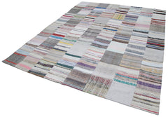 Kirk Yama Grey Patchwork Cotton Wool Handmade Area Rug 8'2'' x 9'11''