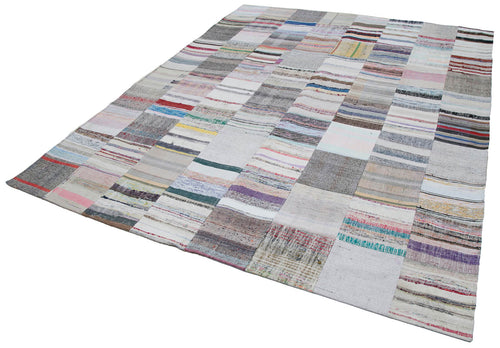 Kirk Yama Grey Patchwork Cotton Wool Handmade Area Rug 8'2'' x 9'11''