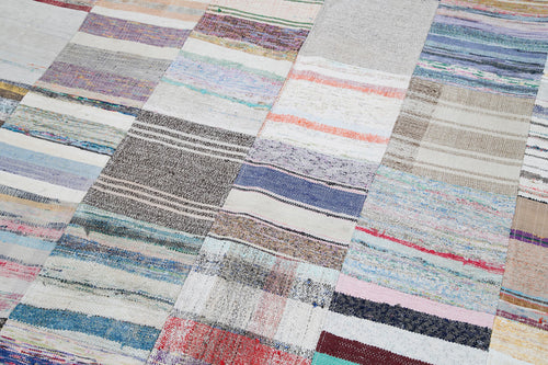 Kirk Yama Grey Patchwork Cotton Wool Handmade Area Rug 8'2'' x 10'0''