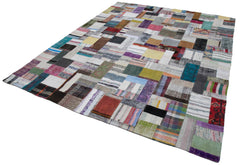 Kirk Yama Grey Patchwork Cotton Wool Handmade Area Rug 8'2'' x 10'0''