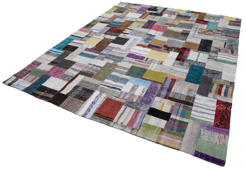Kirk Yama Grey Patchwork Cotton Wool Handmade Area Rug 8'2'' x 10'0''