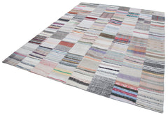 Kirk Yama Grey Patchwork Cotton Wool Handmade Area Rug 8'2'' x 10'0''