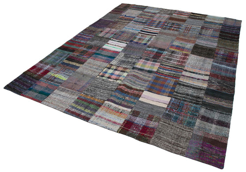 Kirk Yama Grey Patchwork Cotton Wool Handmade Area Rug 7'9'' x 9'10''