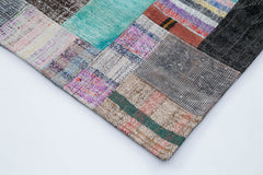 Handmade Area Rug - Kirk Yama Grey Patchwork Cotton Wool Carpet 8'3''x10'0''