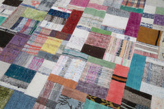 Handmade Area Rug - Kirk Yama Grey Patchwork Cotton Wool Carpet 8'3''x10'0''