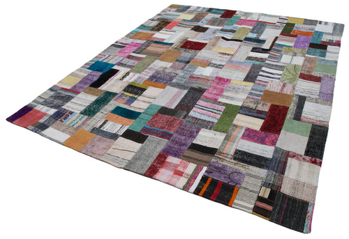 Kirk Yama Grey Patchwork Cotton Wool Handmade Area Rug 8'3'' x 10'1''