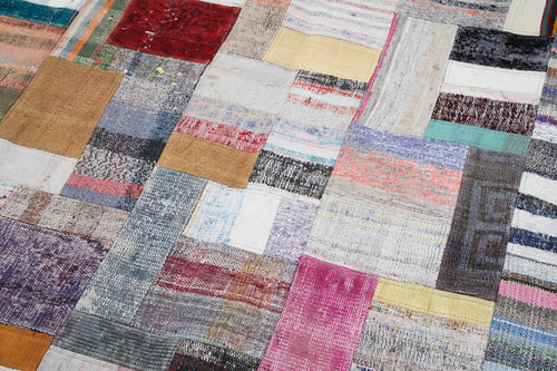 Kirk Yama Grey Patchwork Cotton Wool Handmade Area Rug 8'3'' x 10'1''