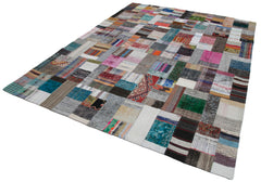 Handmade Area Rug – Kirk Yama Grey Patchwork Cotton Wool Carpet 7'11''x10'2''