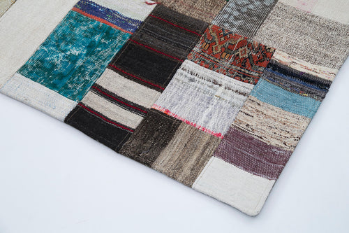 Handmade Area Rug – Kirk Yama Grey Patchwork Cotton Wool Carpet 7'11''x10'2''