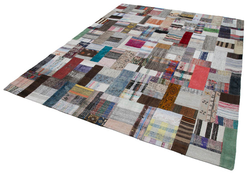 Kirk Yama Grey Patchwork Cotton Wool Handmade Area Rug 8'1'' x 10'0''