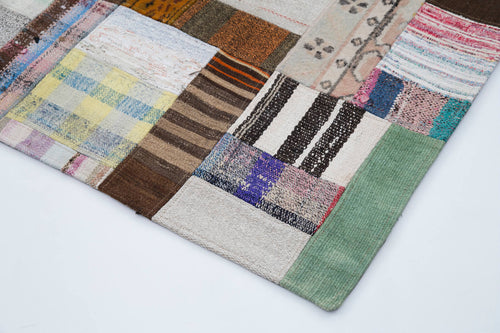 Kirk Yama Grey Patchwork Cotton Wool Handmade Area Rug 8'1'' x 10'0''