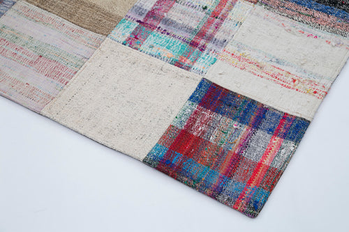 Handmade Area Rug | Grey Patchwork Rug - Cotton Wool Carpet 7'11"x9'10" by Agacan