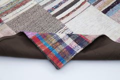 Handmade Area Rug | Grey Patchwork Rug - Cotton Wool Carpet 7'11"x9'10" by Agacan